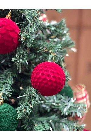 Bola de Natal Camurça Alto Relevo Vermelho Mod 3