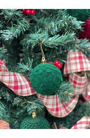 Bola de Natal Camurça Alto Relevo Verde Mod 2