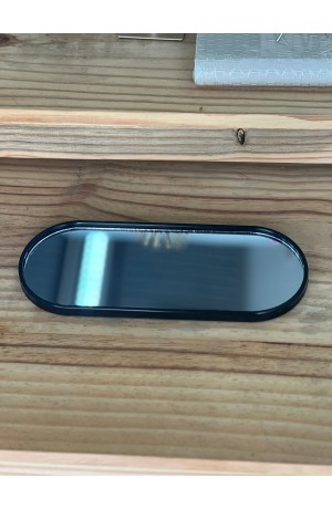 Bandeja Espelhada Retangular Oval de Plástico - Preta 29,5cm X 11,7cm