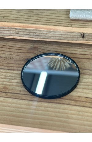 Bandeja Espelhada Redonda de Plástico - Preta  19,7cm