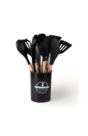 Kit Utensilios de Cozinha Preto - 12 Pçs