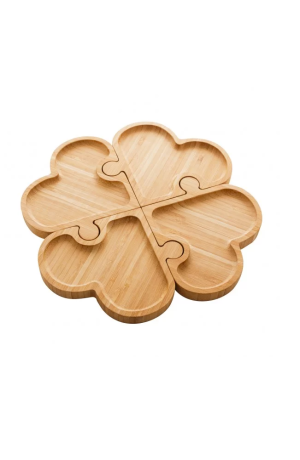 Petisqueira de Bambu Corações com Encaixe