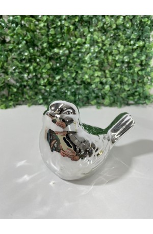 Enfeite Passáro Prata 10cm