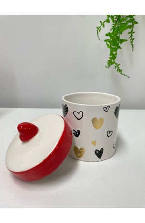 Porta Joia Coração de Ceramica com Tampa G