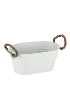 Cesta oval em Metal com alça de Corda - Sisal -