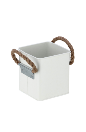 Cesta Quadrada em Metal com Alça em Corda - Sisal -