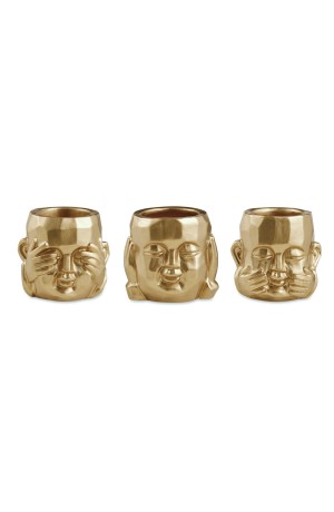 Kit 3 Cachepot Dourado em Cimento