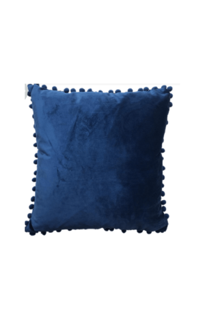 Capa de Almofada Azul Marinho Pompom