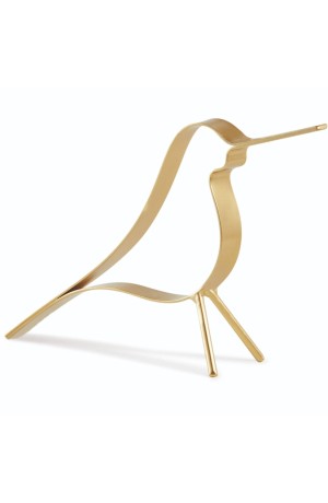 Escultura Pássaro em Metal Dourado