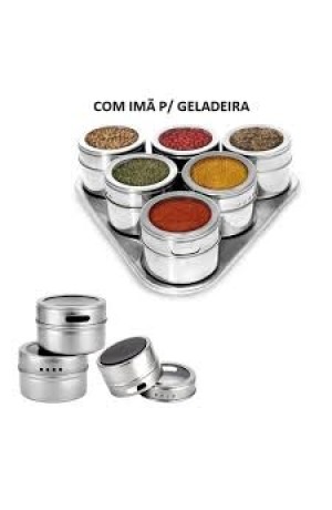 Porta Tempero De Inox Com 6 Potes Condimentos Magnético Imã