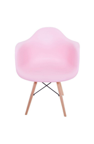 Poltrona Rosa com Base de Madeira Eiffel