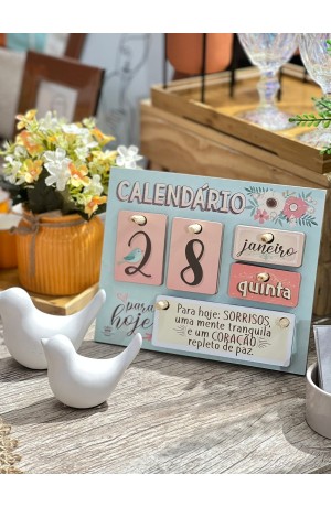 Calendário Permanente de Mesa MDF Floral