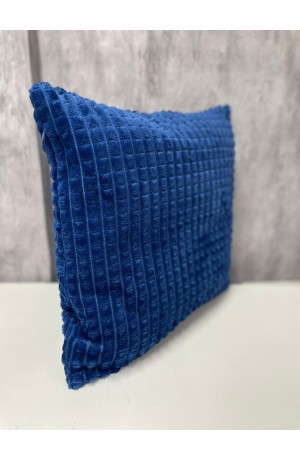 Capa de Almofada Azul Luxo Chenille de Quadradinhos 42cm