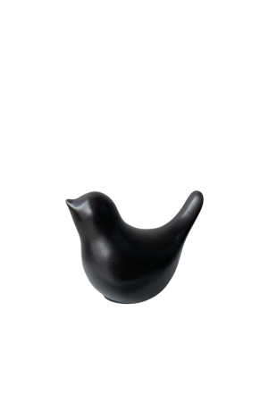 Passáro de Porcelana Grande Branco e Preto