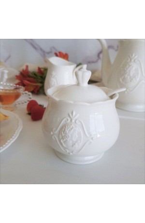 Açucareiro Com Colher de Porcelana Super White Queen