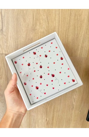 Bandeja em MDF com Azulejo Joaninha