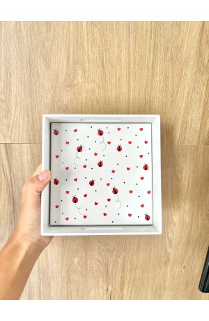 Bandeja em MDF com Azulejo Joaninha