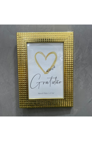 Porta Retrato Dourado de Plástico 10X15cm