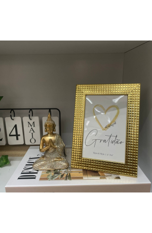 Porta Retrato Dourado de Plástico 10X15cm