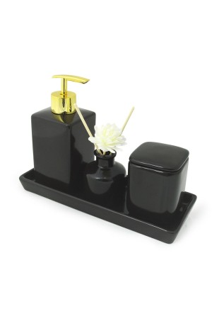 Jogo de Banheiro Porcelana Preto 4 peças